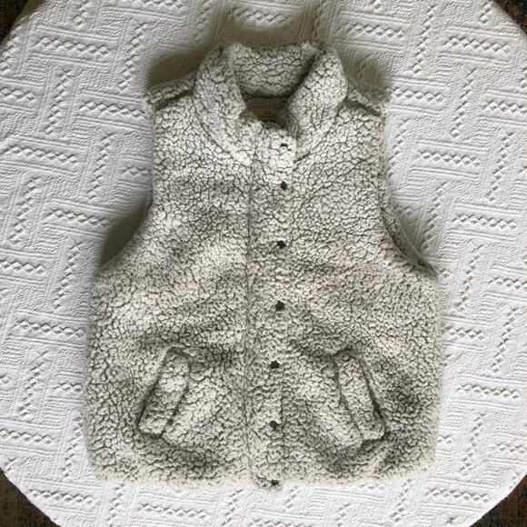 Thread Supply Jackets & Blazers - Thread + Supply Sherpa Fleece Vest Women’s Large Fuzzy Teddy Bear Zip Snap Cozy